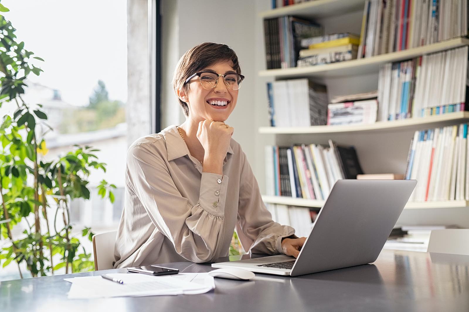 woman studying at desk