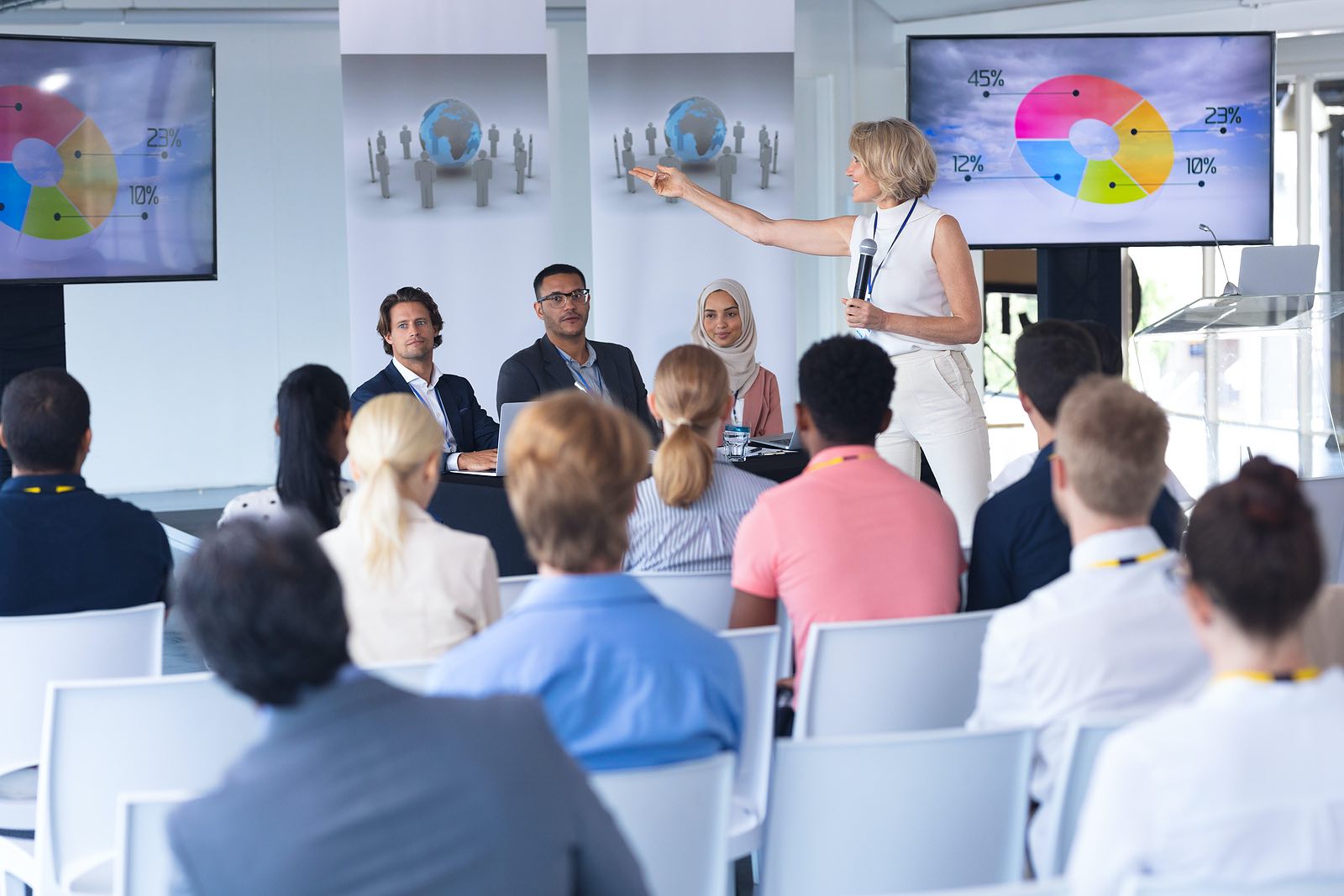 Woman reviewing marketing charts